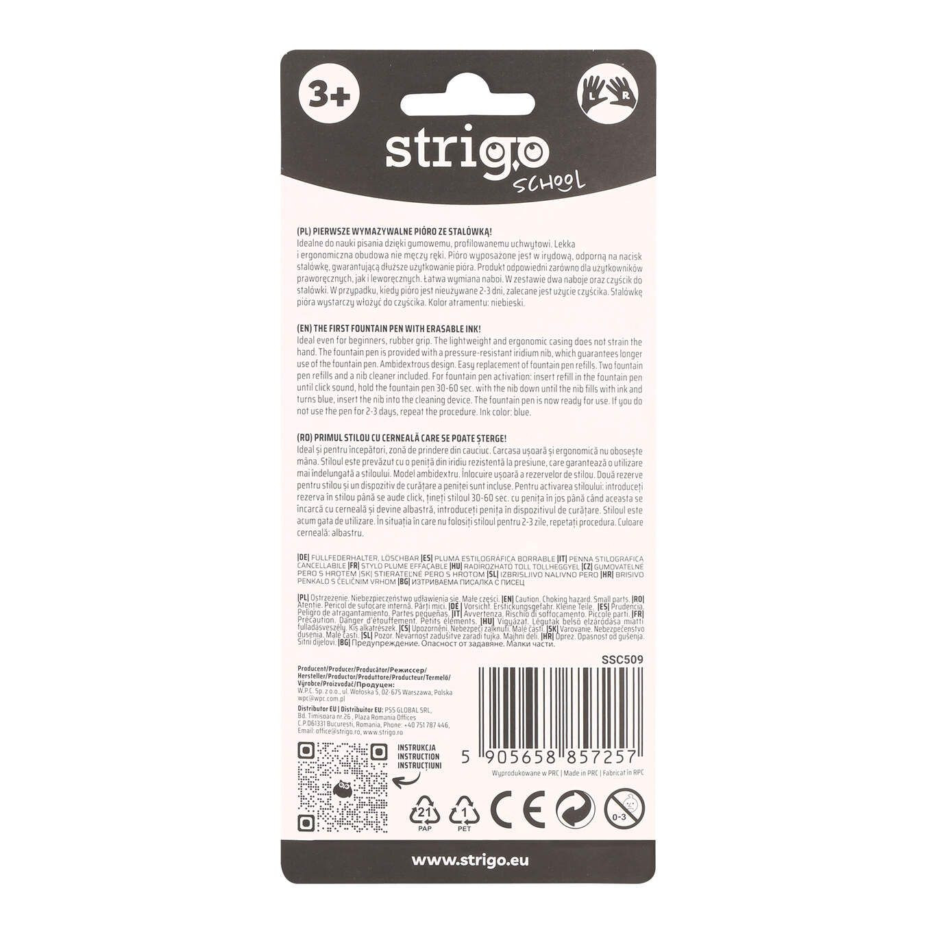 Pióro wymazywalne ze stalówką Kapibara niebieskie SSC508 Strigo